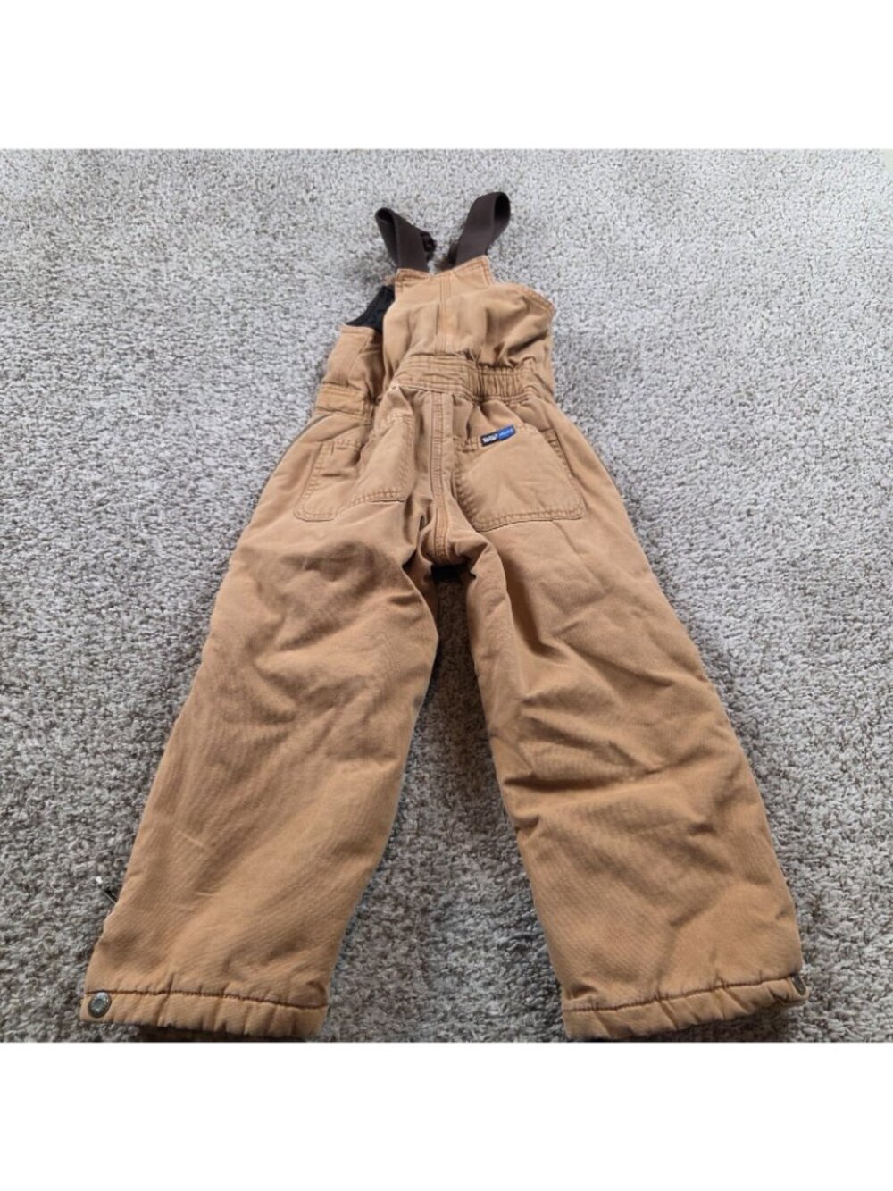 Walls Overalls Kids Small 6/7 Brown Insulated Canvas Workwear Double Knee Bib - Picture 5 of 5